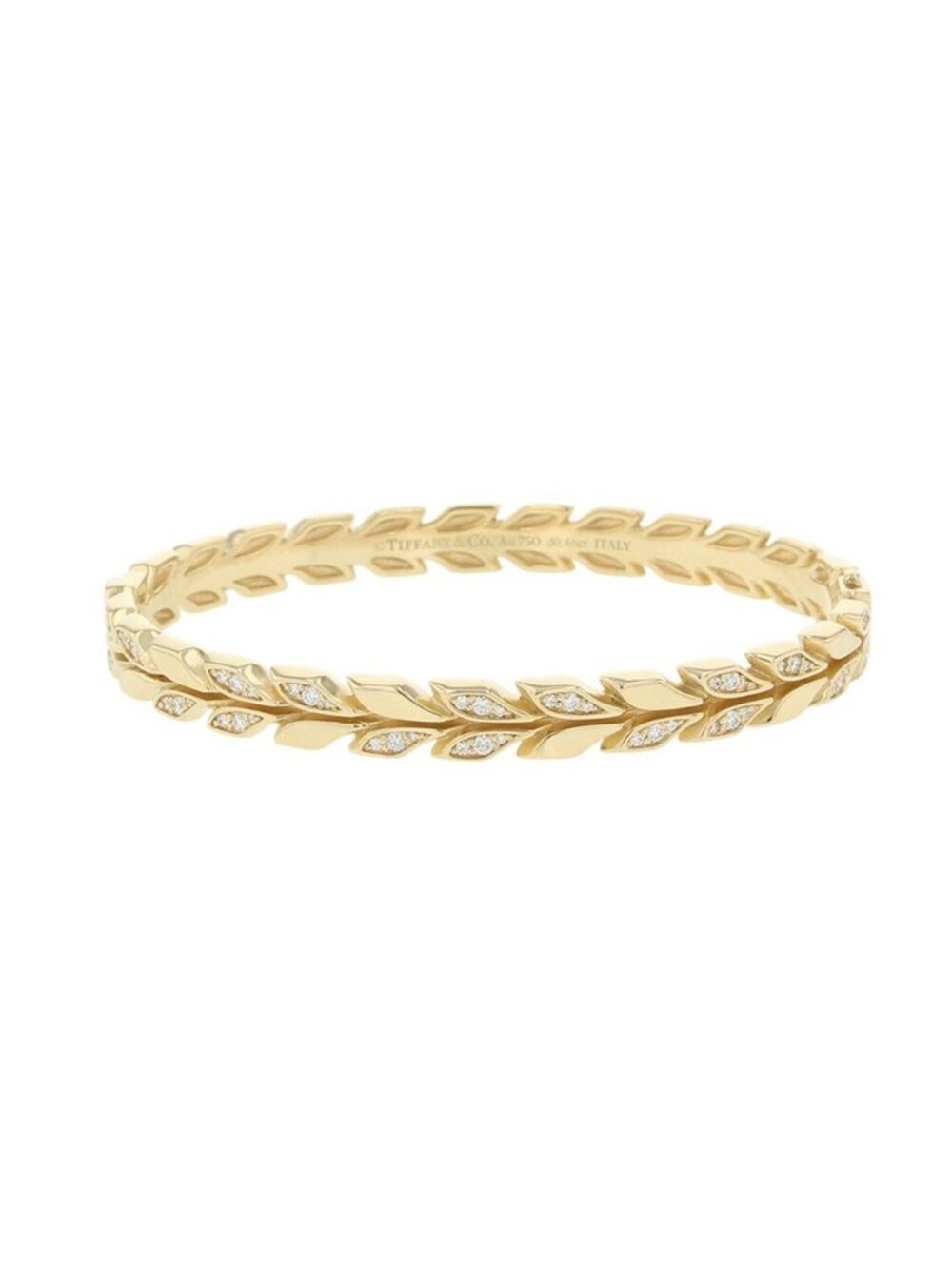 Tiffany & Co Bracelet Victoria Vine Hinge Bangle Diamond Total 18k Yellow Gold